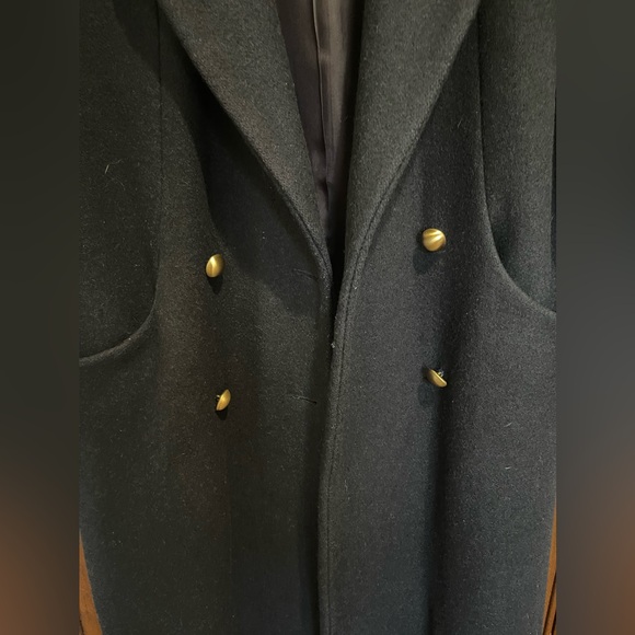 Worthington Black Wool Button Front Long Length Vintage Coat - Picture 2 of 6